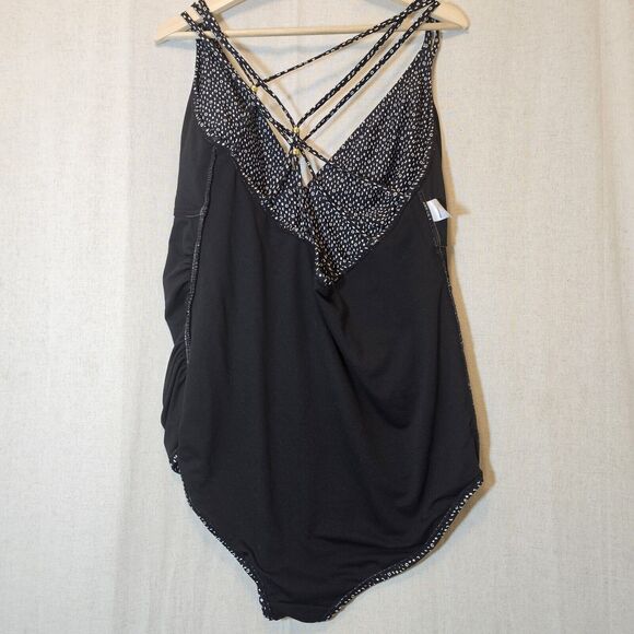 Liz Lange Maternity Swim One Piece Black White Dot Design XXL Strappy With Beads - Picture 7 of 12